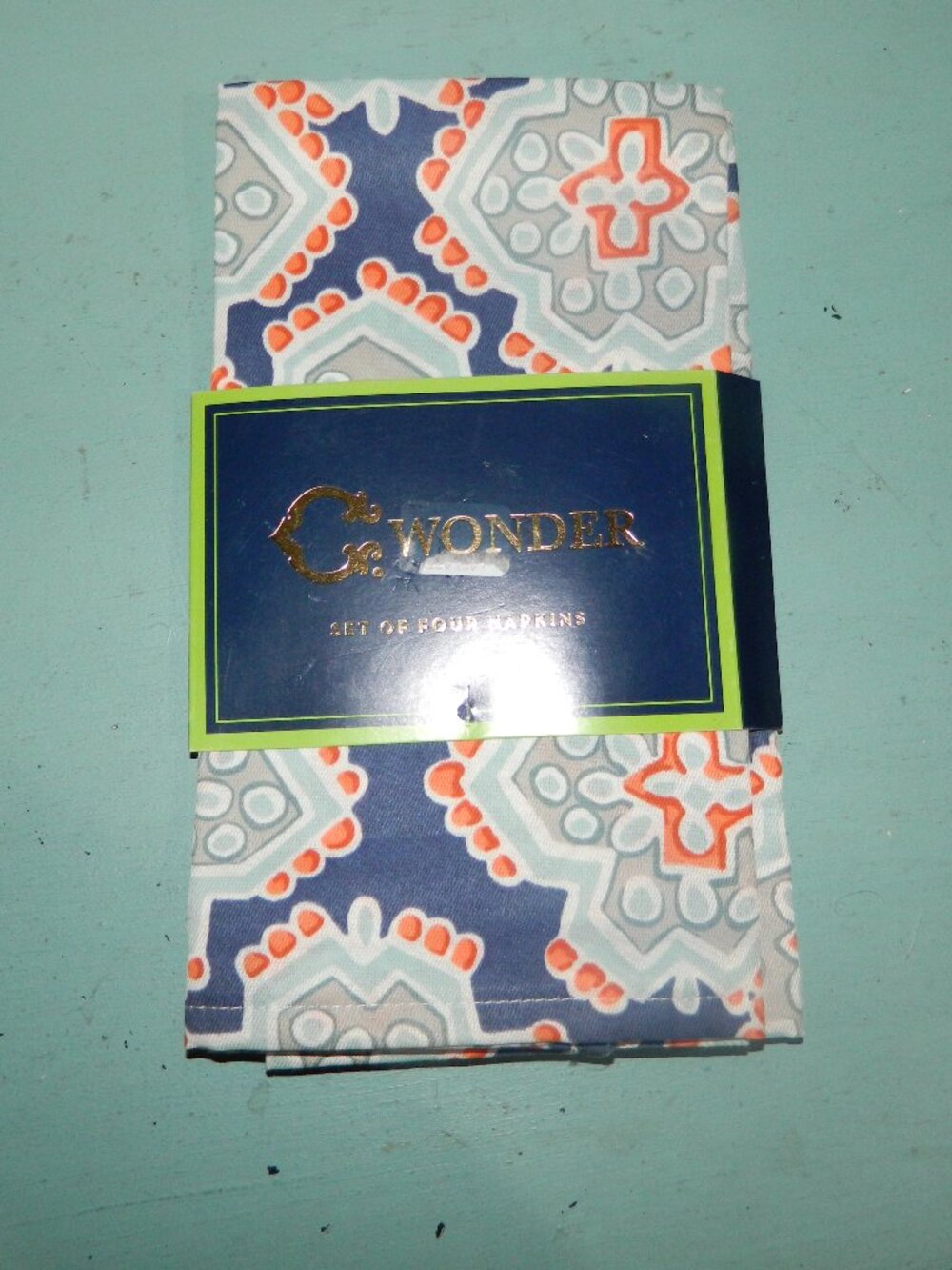 C Wonder Artistic Geometric Navy 19" x 19" Cloth Napkins set/4